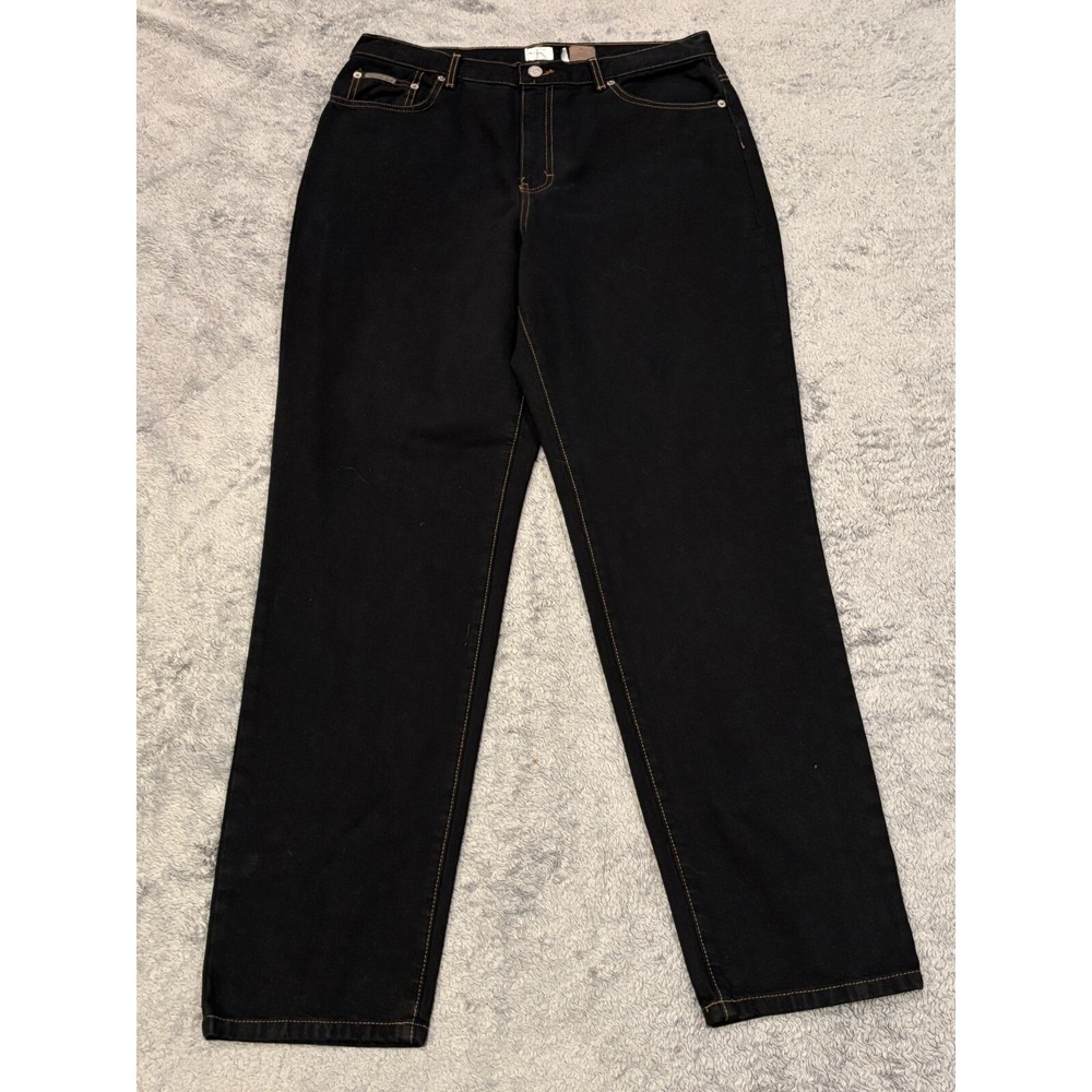Calvin Klein Jeans Womens 14 Ck Black 5 Pocket Straight Leg Zip Up Button